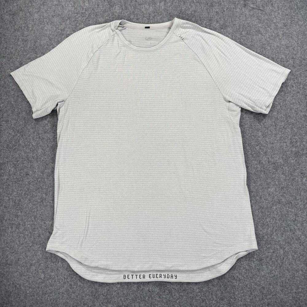 Lululemon Shirt Men’s XL Gray Short Sleeve Striped Running Training Gym